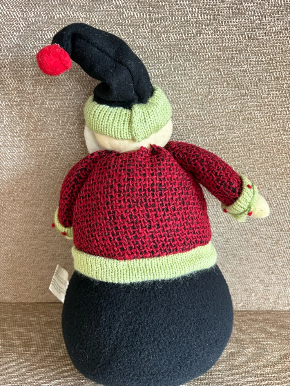 Plush Santa Claus Shelf Sitter Figurine Knit Sweater Embroidered Bird Christmas